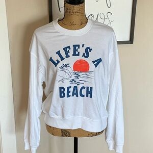 Old Navy White Graphic Sweatshirt - Life's a Beach